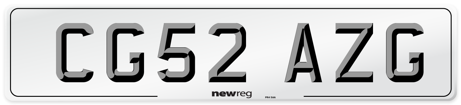 CG52 AZG Number Plate from New Reg